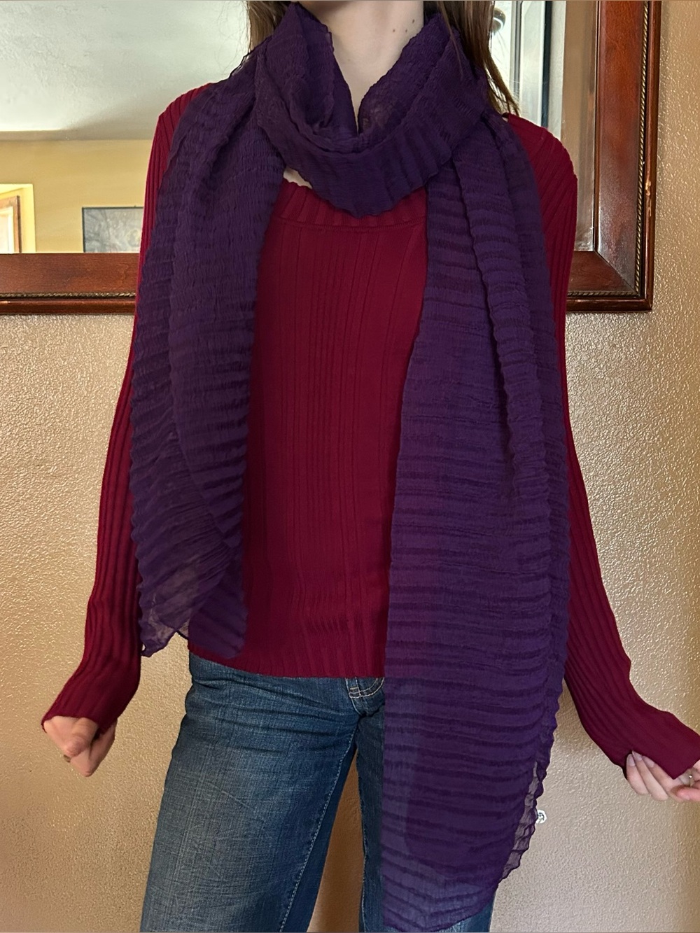 Purple Lightweight Textured Scarf